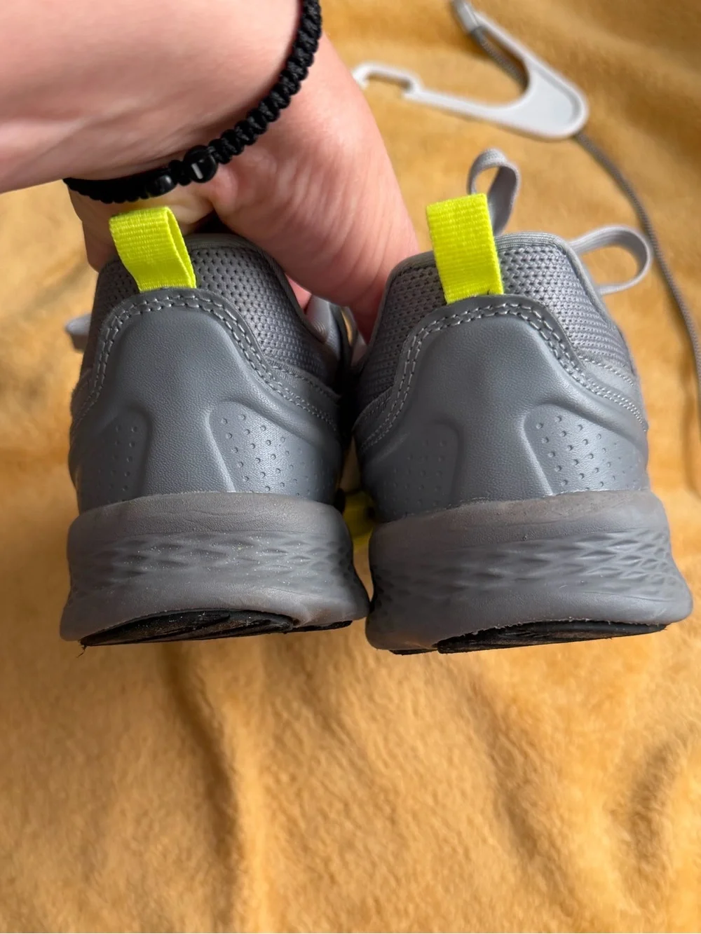 BCG boys size 4.5 D grey and yellow/green tennis shoes